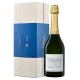 Botella de Champagne Deutz La Côte Glacière 2015, vista frontal, etiqueta blanca, tapón dorado