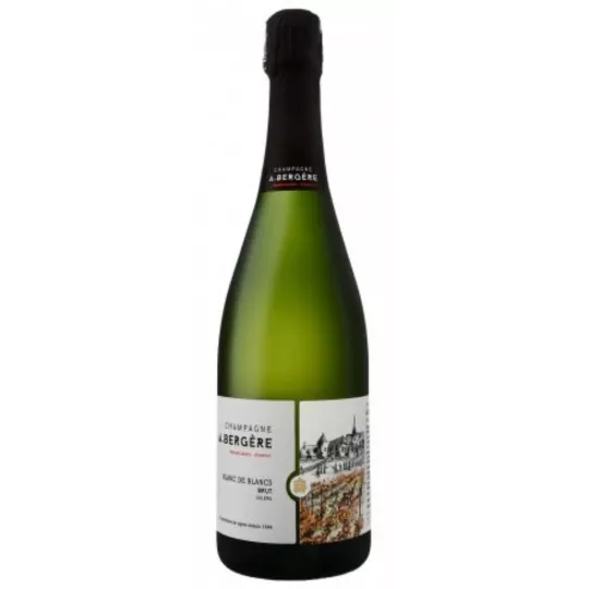 Botella de champán A. Bergère Soléra Blanc de Blancs Brut, vista frontal