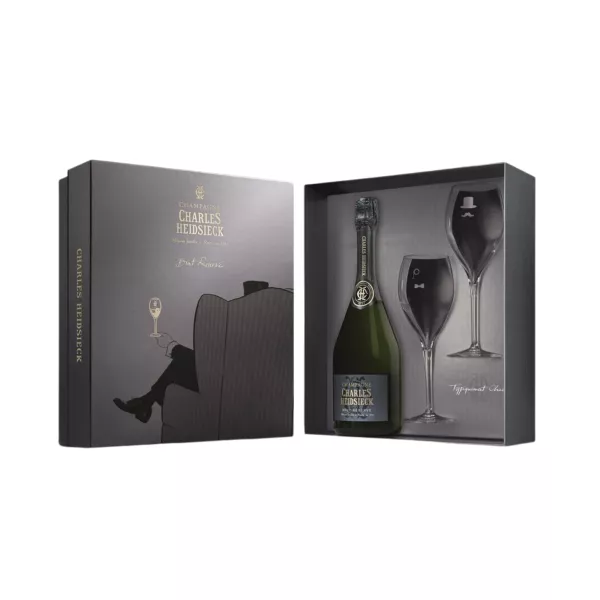 Champagne Gift Set CHARLES HEIDSIECK Brut Réserve with 2 flutes