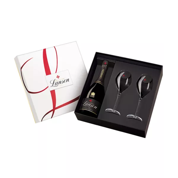 LANSON champagne Gif Set Black Réserve with 2 glasses