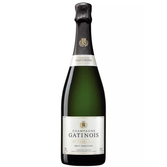Botella de Champagne GATINOIS Brut Nature - Etiqueta elegante y natural.