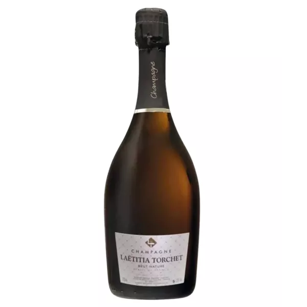 Bottle of LAËTITIA TORCHET Brut Nature champagne.