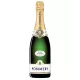 Botella de Champagne Pommery Apanage Blanc de Blancs, vista frontal, etiqueta blanca y dorada