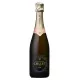 Botella de Champagne Collet Brut Rosé 75cl, vista frontal, etiqueta negra y tapón dorado