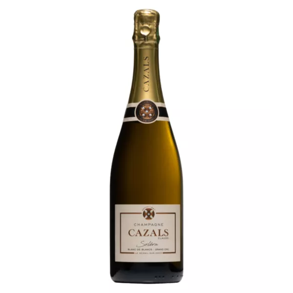 Botella de Champagne Claude Cazals Soléra Blanc de Blancs, Grand Cru, vista frontal