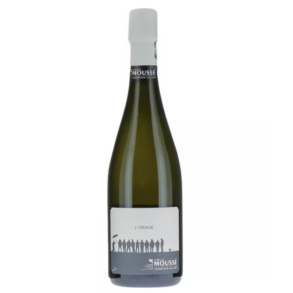 Botella de Champagne Moussé Fils L'Orage, Blanc de Blancs extra-brut, vista frontal