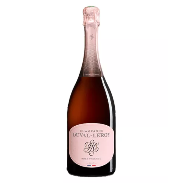Botella de Champagne Duval-Leroy Brut Rosé Prestige Premier Cru, vista frontal