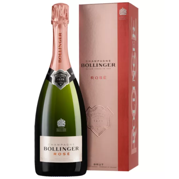 Botella de champán Bollinger Cuvée Rosé con estuche