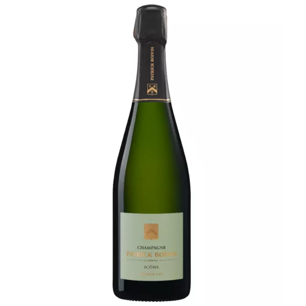 Botella de Champagne Patrick Boivin Icône 1er Cru, etiqueta dorada, vista frontal