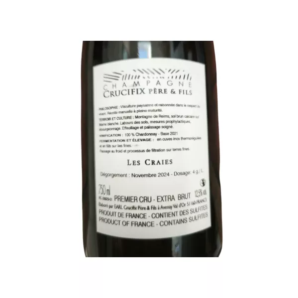 Botella de Champán Crucifix Les Craies - Blanc de Blancs Extra Brut Premier Cru