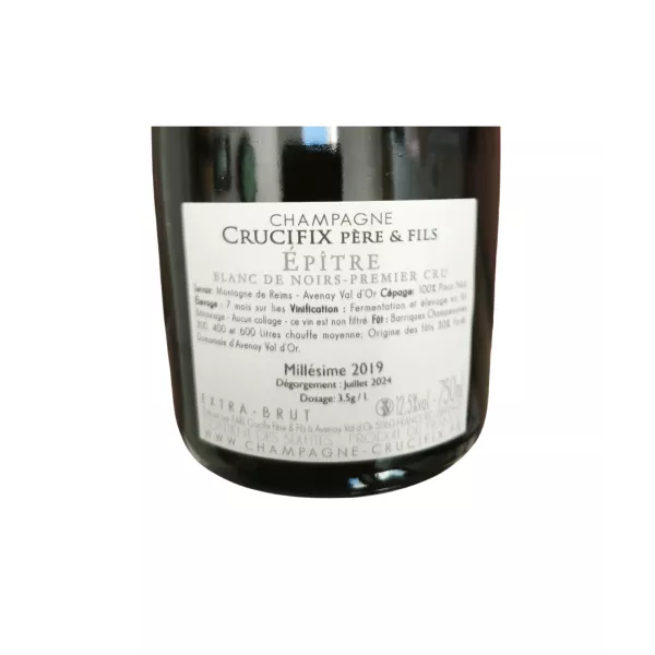 Botella de Champagne Épître Act 19 cosecha 2019, Blanc de Noirs Extra-Brut, Premier Cru de la Montagne de Reims - Domaine Cr