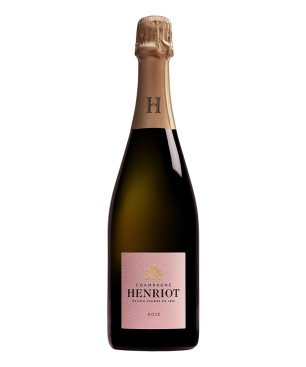 Botella de Champagne Henriot Brut Rosé - color salmón y fina efervescencia