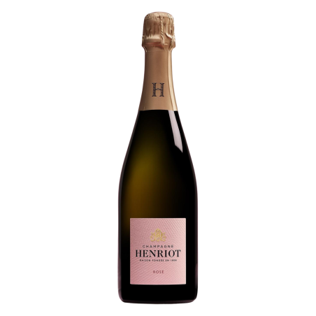 Botella de Champagne Henriot Brut Rosé - color salmón y fina efervescencia