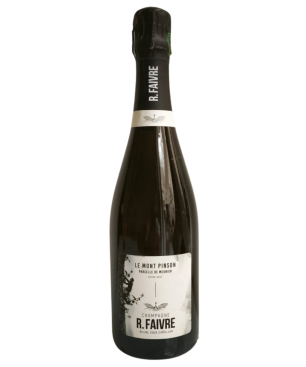 Botella de Champagne R.Faivre Le Mont Pinson - Pinot Meunier, color rosado, cuvée extra-brut.