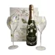 Estuche Champagne Perrier-Jouët Belle Époque 2016 con 2 elegantes copas - Botella y copas Art Nouveau
