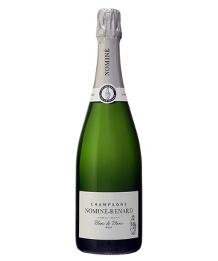 Botella de Champagne Nominé-Renard Blanc de Blancs 100% Chardonnay - madurado sobre lías, color dorado y burbujas finas