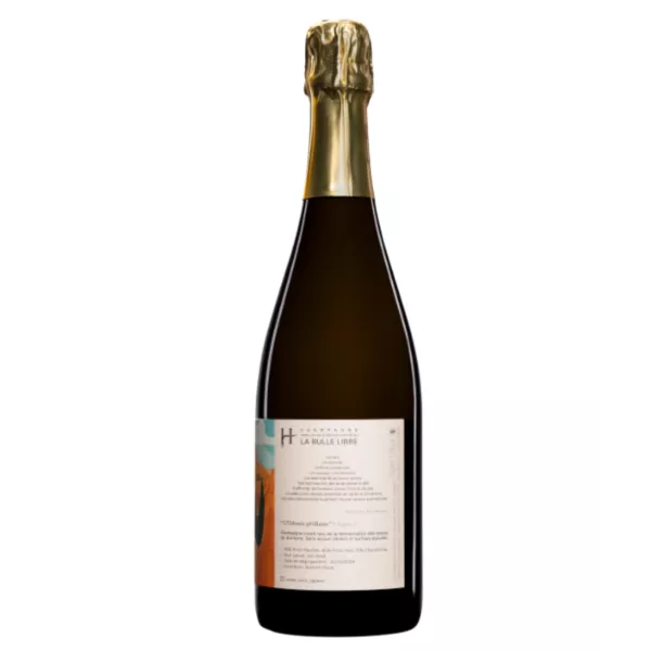 Contraetiqueta de la botella de Champagne Romain Hénin L'Odyssée Pétillante Capítulo 1 - Brut Nature biodynamique