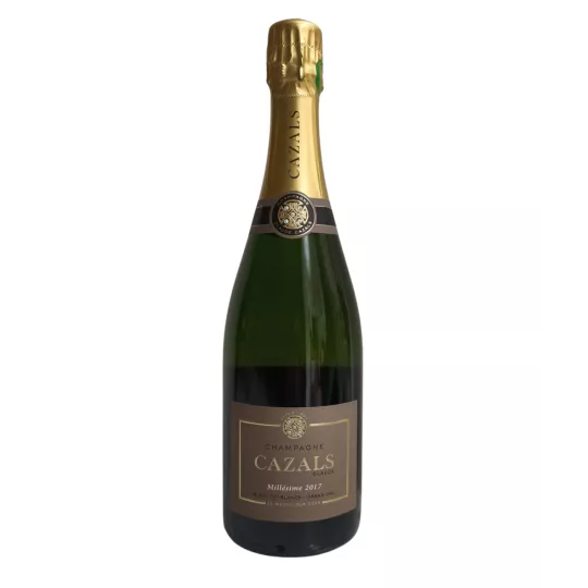 Botella de Champagne Cazals Añada 2017 Blanc de Blancs Grand Cru, 100% Chardonnay de Clos Cazals en Oger.