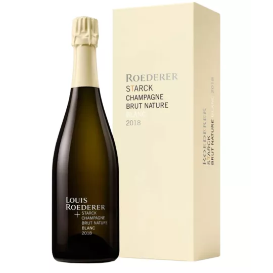 Botella de Champagne Louis Roederer Brut Nature 2018 de Philippe Starck - edición vintage cero dosis.