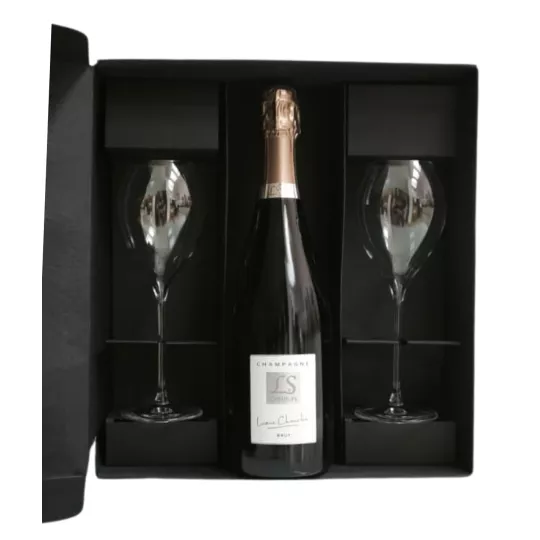 Estuche Champagne Bio Cheurlin Brut con dos copas Lehmann Grand Champagne 30 cl