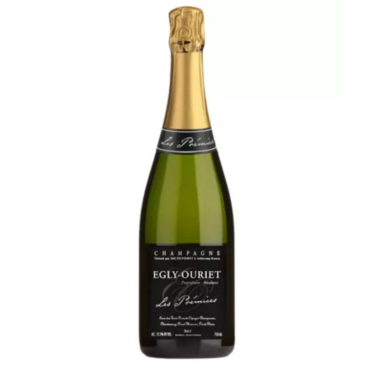 Botella de champán Egly-Ouriet Les Prémices Extra-Brut, mezcla de tres variedades de uva, terruño de Trigny.
