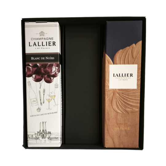 Caja de champán Lallier: Dúo Blanc de Noirs y Nature Grand Cru
