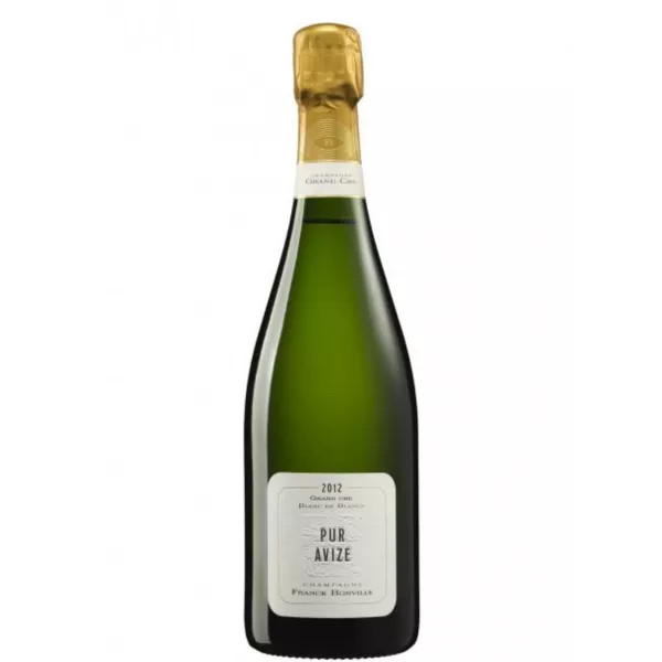 Botella de champán Franck Bonville Pur Avize Grand Cru Blanc de Blancs, vista frontal