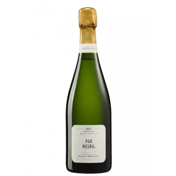 Botella de champán Franck Bonville Pur Mesnil Grand Cru Blanc de Blancs, vista frontal