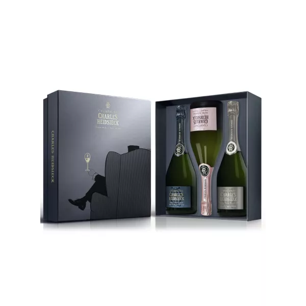 Offer Champagne gift set CHARLES HEIDSIECK 3 Bottles 75cl (Brut + Blanc De Blancs +Pink)