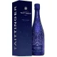 Botella de champán Taittinger Nocturne, etiqueta morada, vista frontal
