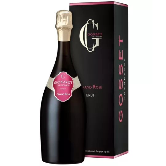 Bottle of Champagne GOSSET Grand Rosé Brut with case