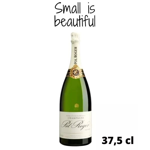 Media botella de Champagne Pol Roger Réserve Brut 37,5cl, vista frontal