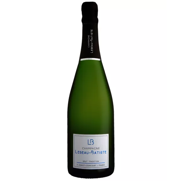 Champagne LEBEAU-BATISTE Brut Tradition - Elegant bottle of sparkling champagne in a refined setting.