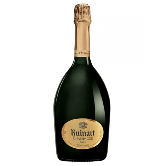 Magnum de Champagne R de Ruinart Brut 1,5L - botella y etiqueta sobre fondo neutro