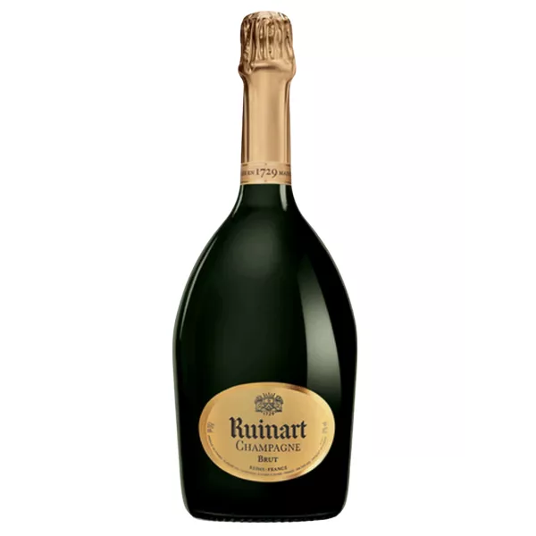 Magnum de Champagne R de Ruinart Brut 1,5L - botella y etiqueta sobre fondo neutro